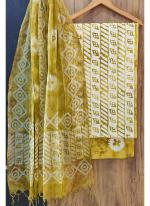 Cotton Mustard Casual Wear Printed Dress Material